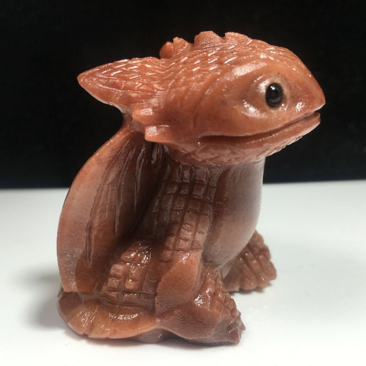 Unusual Stone "Trained" Dragon, 36mm Tall, 89g (Red, Brown)
