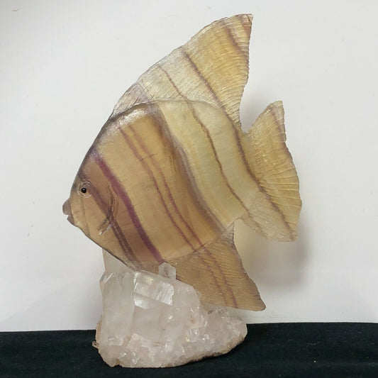 Unusual Fluorite Angelfish with Quartz Crystals, 110mm Tall, 229g (Yellow, Clear, Purple)