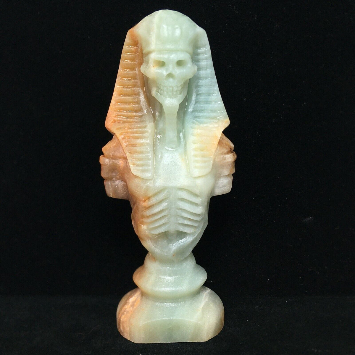 Unusual Amazonite Pharaoh, 100mm Tall, 111g (Blue, Orange, Green)