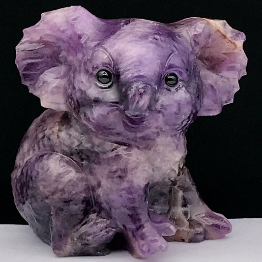 Stunning Amethyst Koala with Solid Crystals, 64mm Tall, 218g (Purple)