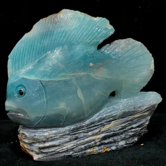 Rare Amazonite Fish, 62mm Tall, 115g (Blue, Green)