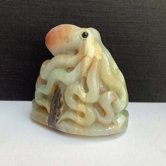 Rare Amazonite Octopus, 72mm Tall, 337g (Orange, Yellow, Green)