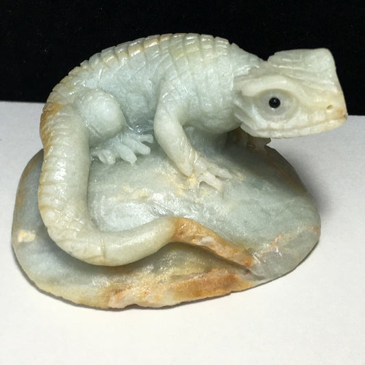 Unusual Amazonite Bearded Dragon, 43mm Tall, 168g (Blue, Yellow, Orange)