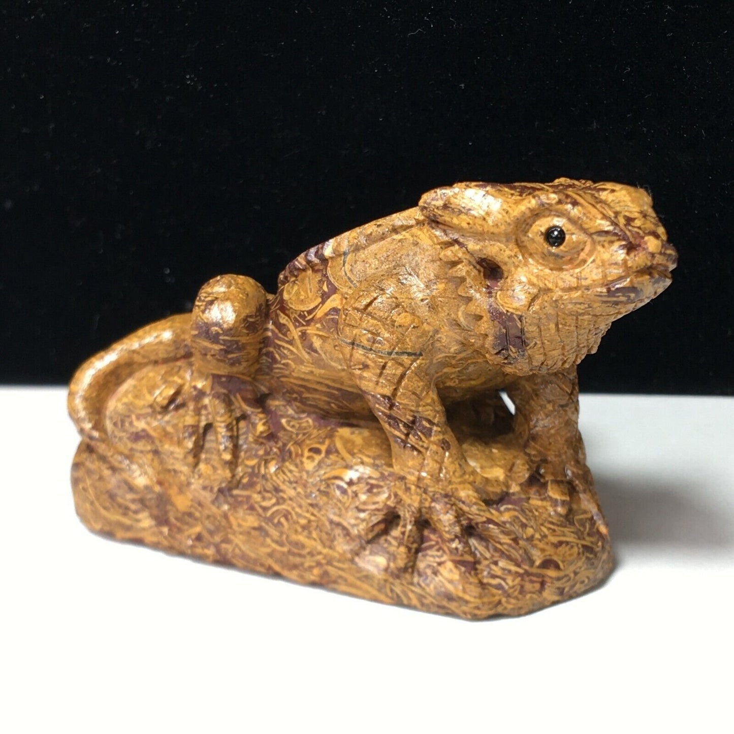 Rare Miriam Jasper Bearded Dragon, 48mm Tall, 218g (Yellow, Brown)