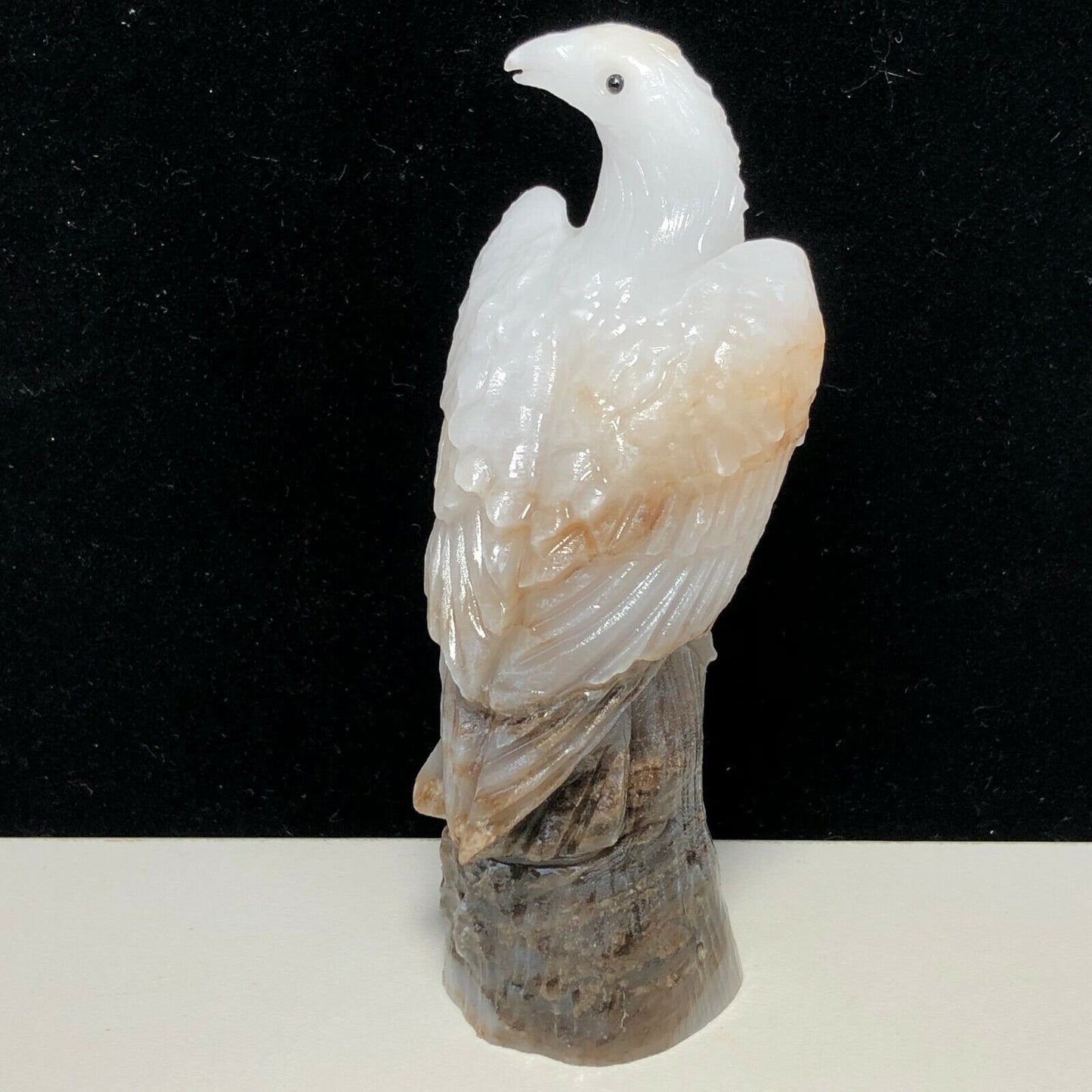 Common Calcite Eagle, 101mm Tall, 147g (White, Brown)