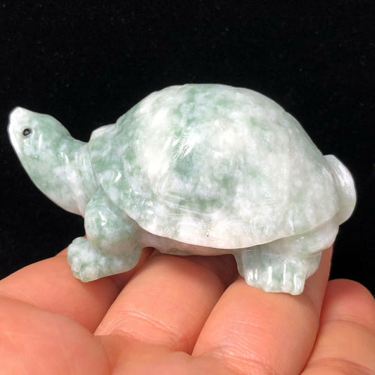 Unusual Serpentine Turtle, 33mm Tall, 114g (Green, White)