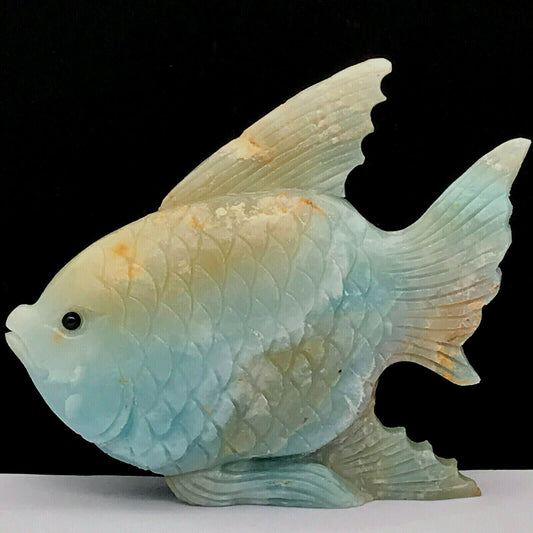 Rare Amazonite Angelfish, 102mm Tall, 257g (Blue, Yellow)