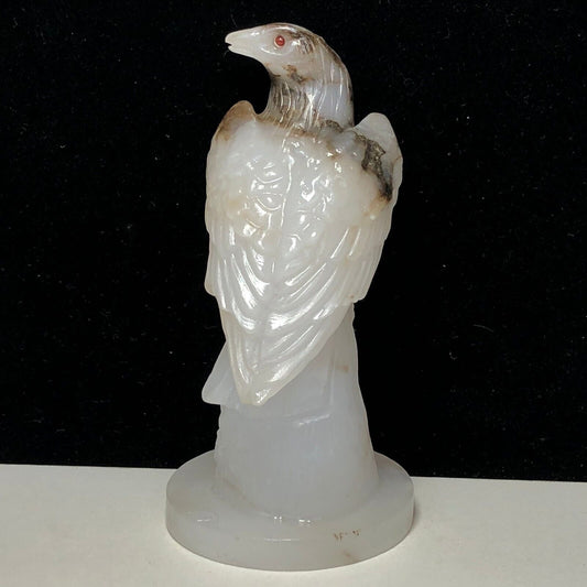 Unusual Dolomitic Marble Eagle, 109.62mm Tall, 257g (White, Brown)