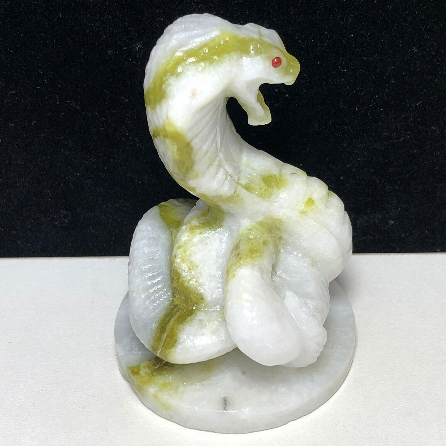 Unusual Serpentine Cobra, 80mm Tall, 180g (Green, Yellow, White)