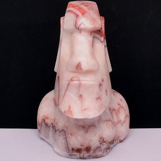 Stunning Calcite Moai, 91mm Tall, 387g (White, Red, Pink)