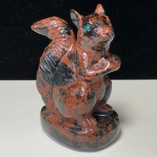 Unusual Dongling Jade Squirrel, 70mm Tall, 113g (Red, Brown, Black)