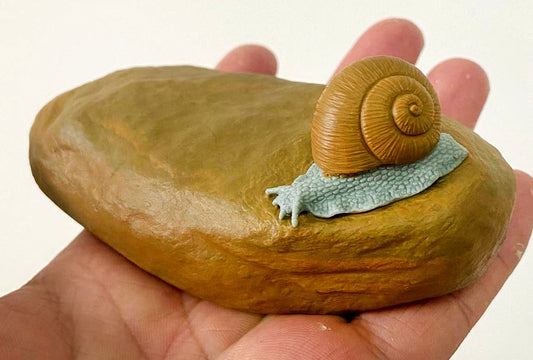 Stunning DuoStone Snail, 46mm Tall, 322g (Green, Yellow, Brown)