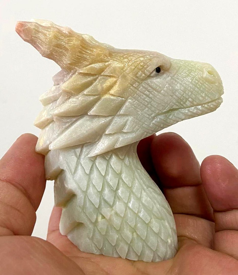 Rare Amazonite Dragon, 82.42mm Tall, 179g (Yellow, Orange, Red)