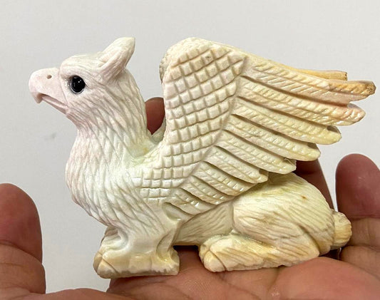 Rare Amazonite Gryphon, 62mm Tall, 217g (White, Yellow, Purple)