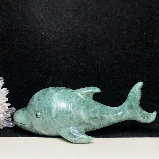 Rare Guizhou Jade Dolphin, 42mm Tall, 147g (Green, Blue)