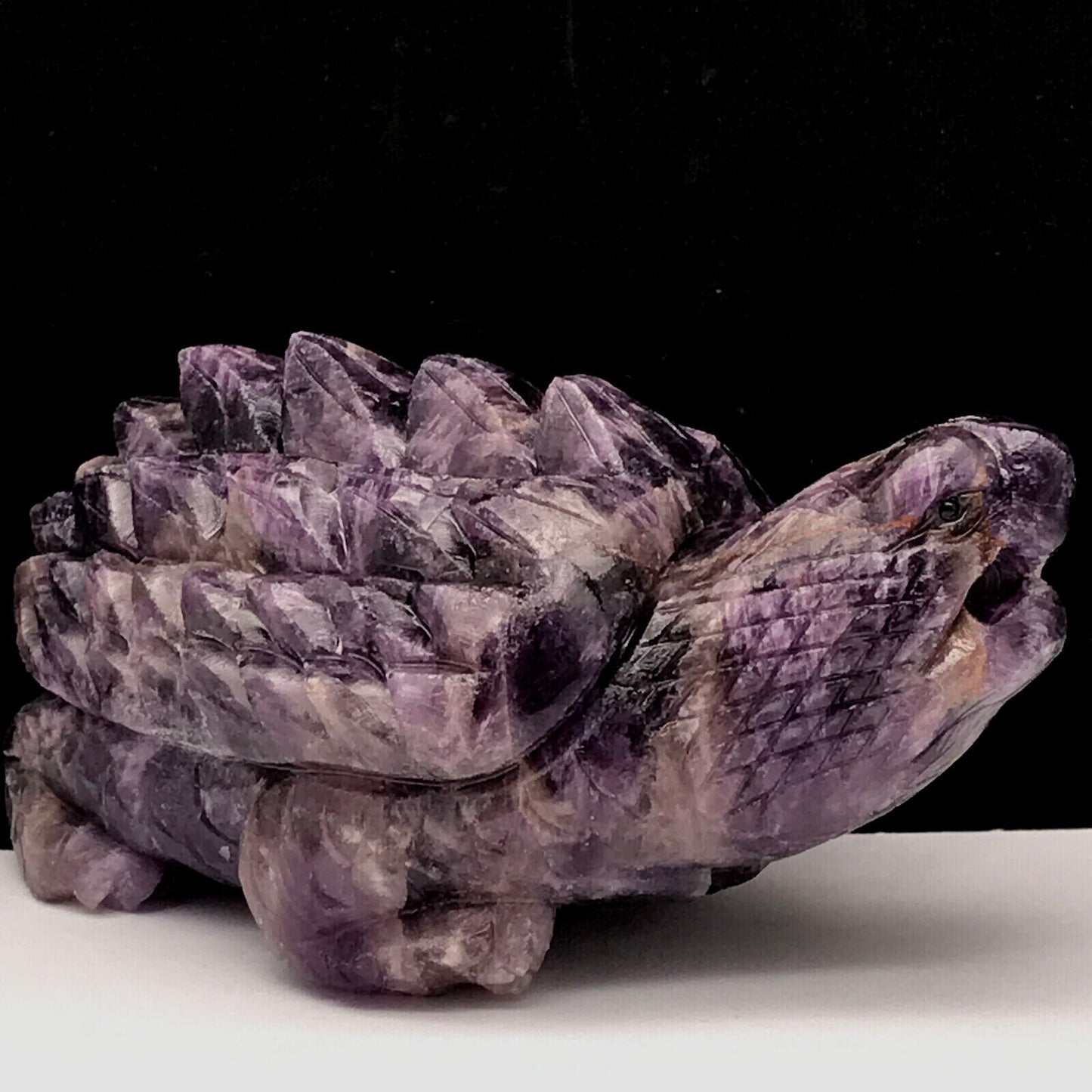 Precious Amethyst Alligator Snapping Turtle with Solid Crystals, 55mm Tall, 530g (Purple)