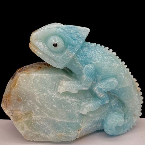 Rare Amazonite Chameleon with Geodic Quartz Crystals, 66mm Tall, 263g (Blue, Green, White)