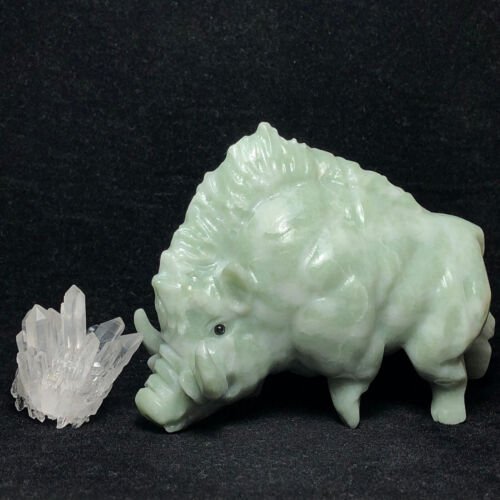 Unusual Green Serpentine Boar, 70mm Tall, 244g (Green)