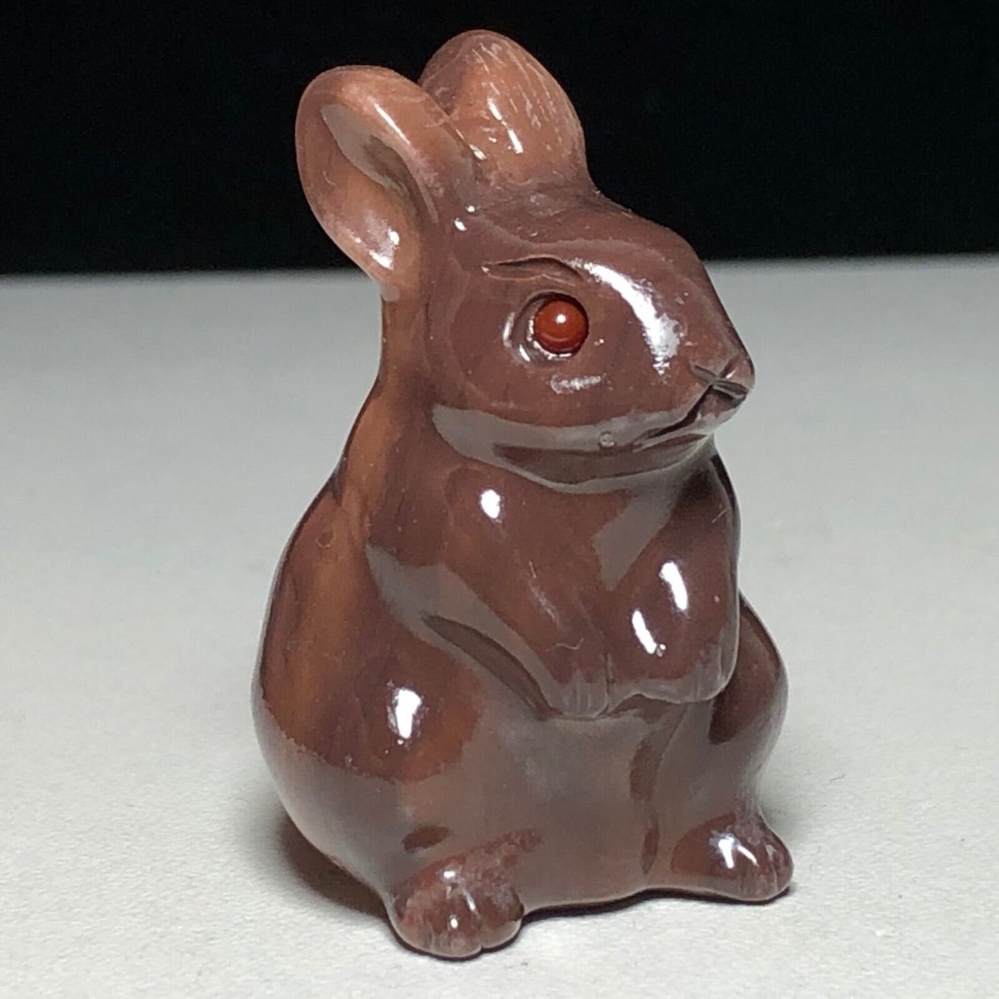 Rare Strawberry Quartz Rabbit, 40mm Tall, 30g (Brown, Beige, Gray)