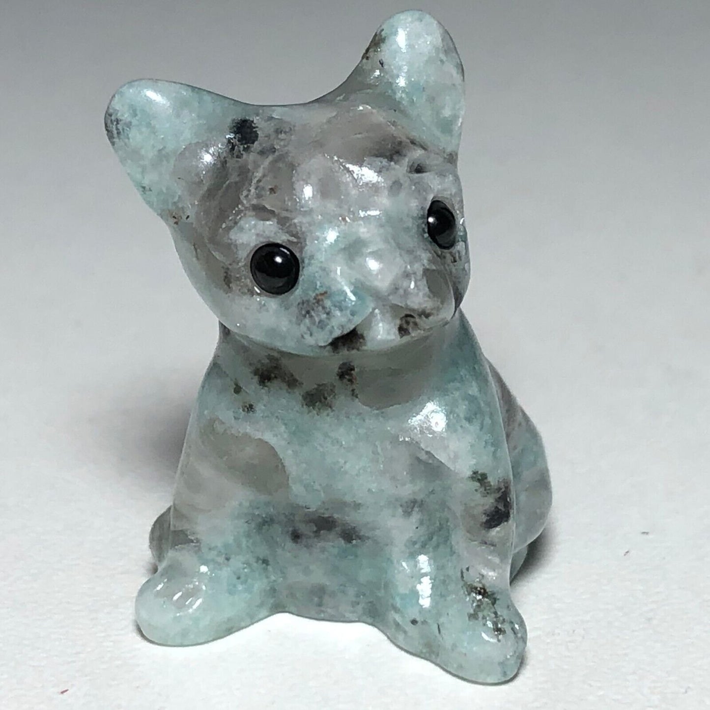 Rare Kiwi Jasper Puppy Dog, 30mm Tall, 12g (Blue, Gray, White)