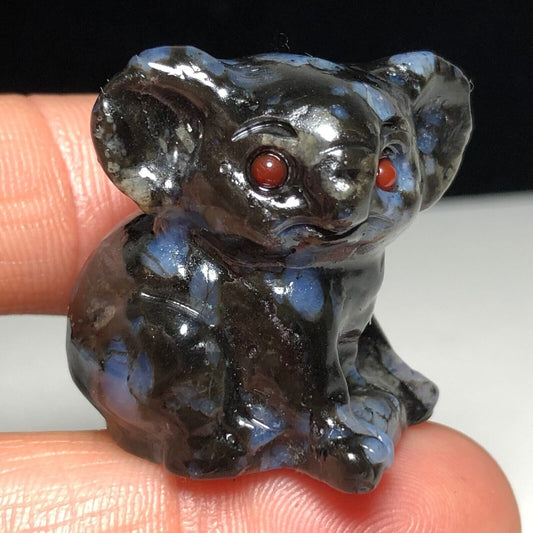 Rare Llanite Koala, 29mm Tall, 21g (Black, Blue, Gray)