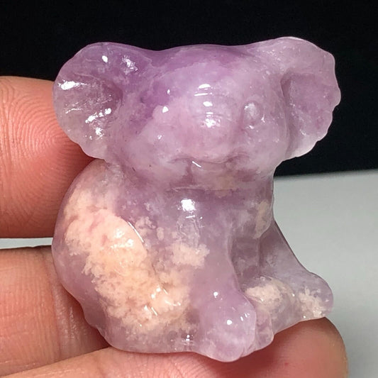 Rare Amethyst Koala with Solid Crystals, 29mm Tall, 26g (Purple, Pink, White)