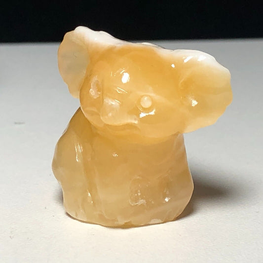 Rare Stone Koala, 29mm Tall, 19g (Yellow, White, Cream)