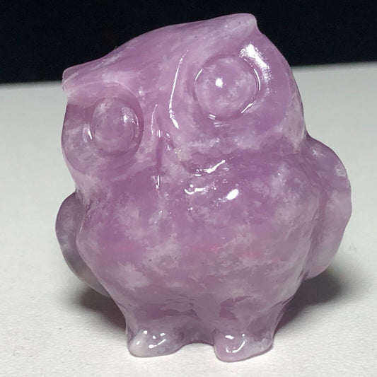 Unusual Lepidolite Owl, 34mm Tall, 32g (Purple, Pink, White)
