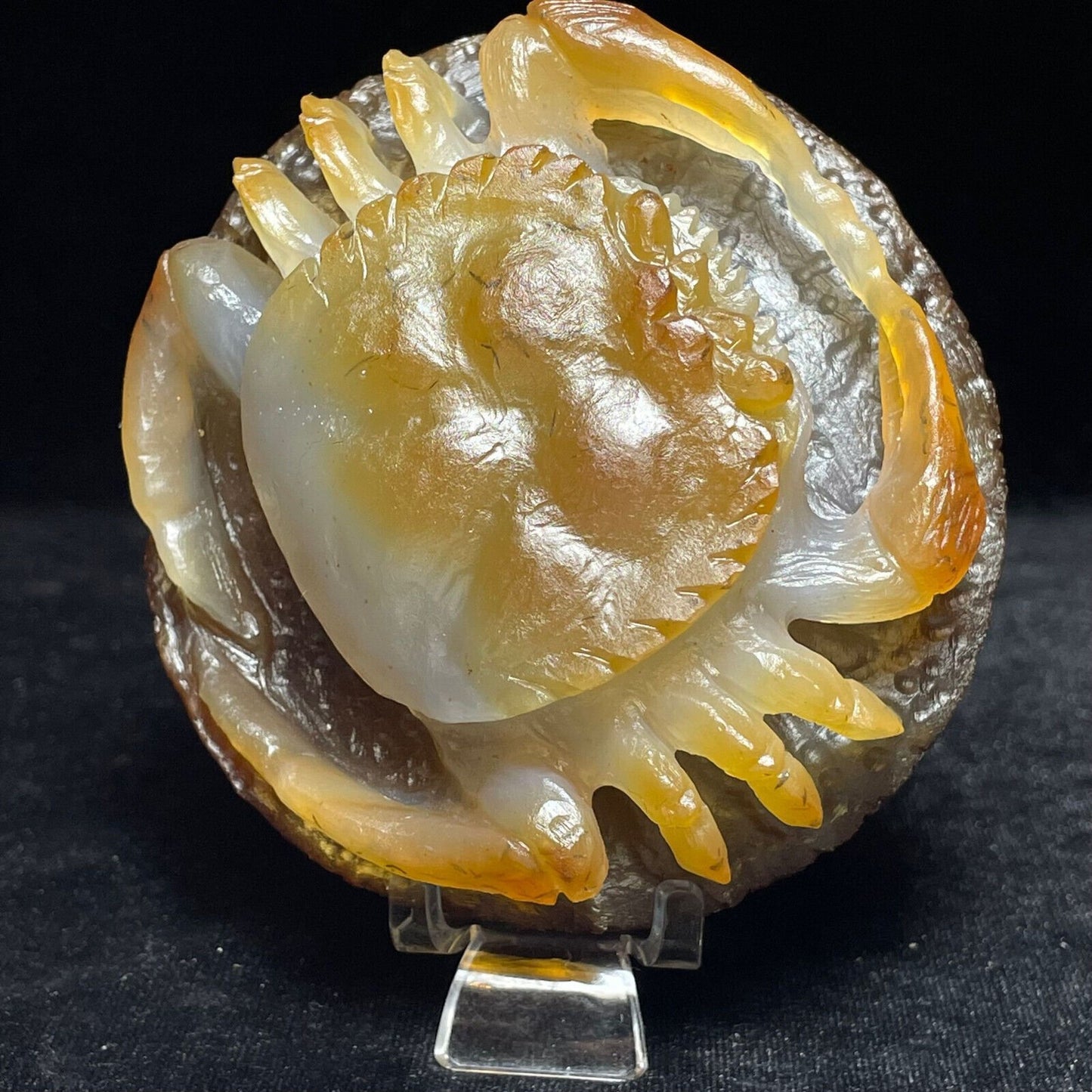 Jade Crab, 44mm Tall, 356g (Yellow, Brown, White)