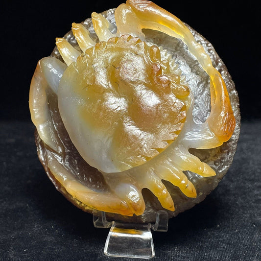 Jade Crab, 44mm Tall, 356g (Yellow, Brown, White)