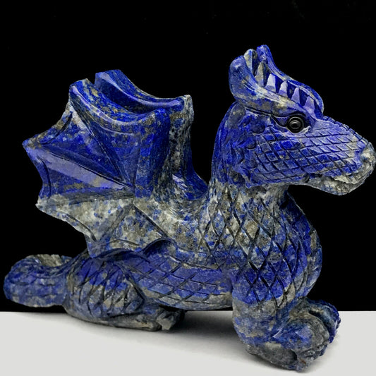 Lapis Lazuli Dragon, 87mm Tall, 377g (Blue, Gray, Black)
