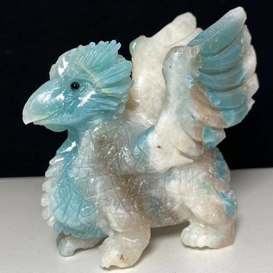 Stunning Amazonite Crested Dracogryph with Geodic Quartz, Quartz Inclusion Crystals, 87mm Tall, 277g (Blue, Green, White, Clear)