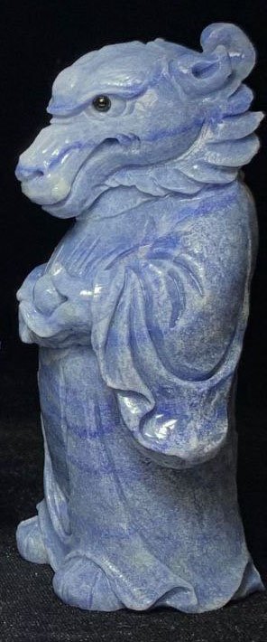 Stunning Blue Aventurine Anthro Dragon, 117mm Tall, 398g (Blue, Gray)