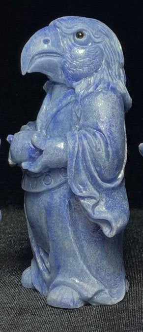 Stunning Blue Aventurine Anthro Eagle, 107mm Tall, 349g (Blue, Gray)