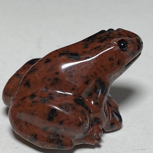 Unusual Mahogany Obsidian Basic Frog, 23mm Tall, 20g (Red, Brown, Black)