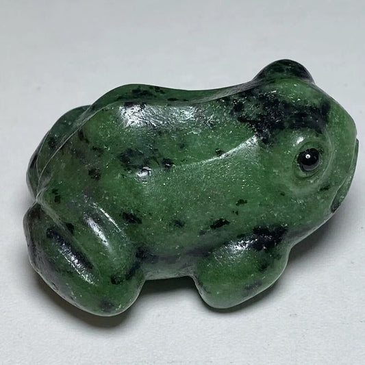 Rare Anyolite Frog, 28mm Tall, 77g (Green, Black)