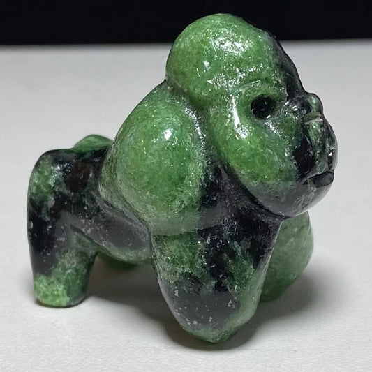 Rare Anyolite Gorilla, 34mm Tall, 40g (Green, Black)