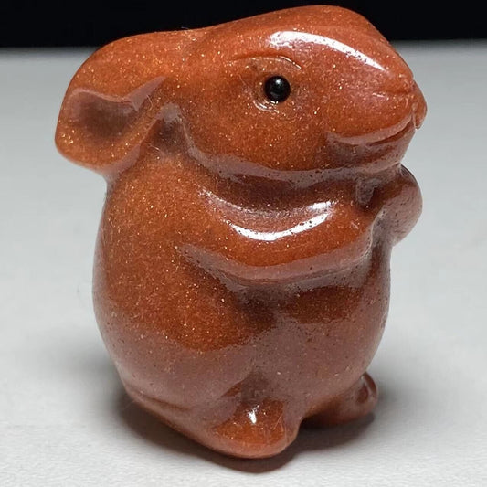 Unusual Goldstone Rabbit, 35mm Tall, 35g (Red, Orange, Black)