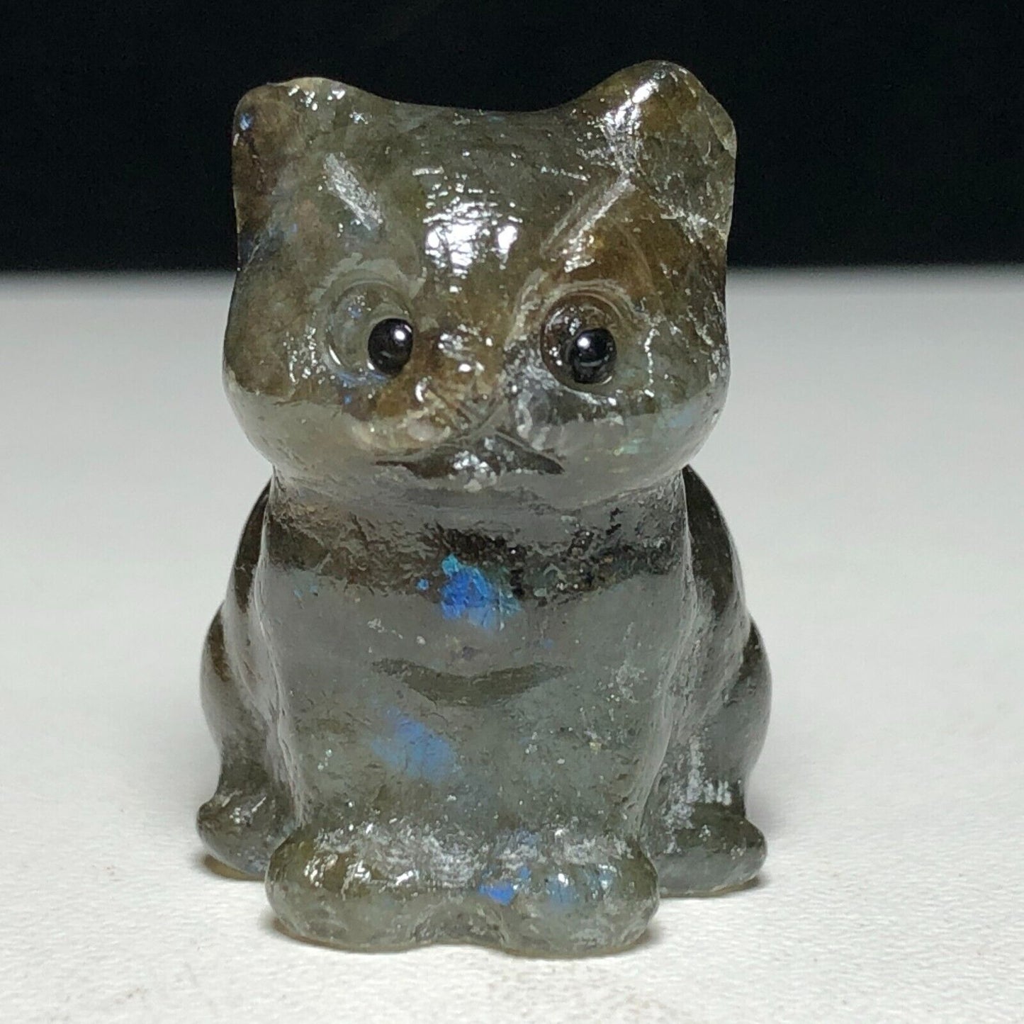 Rare Moonstone Front Cat, 30mm Tall, 24g (Gray, Brown, Black)