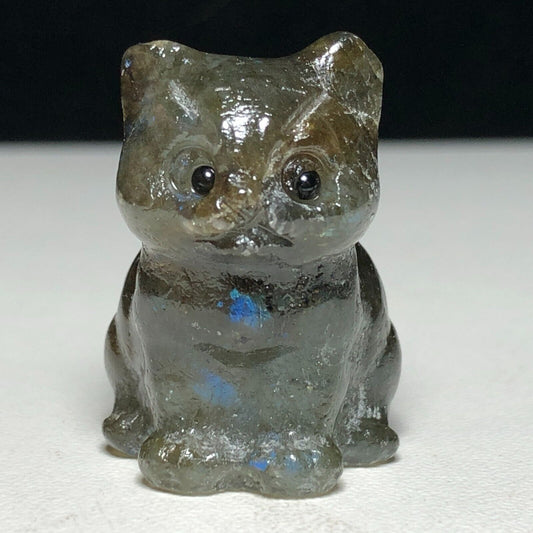 Rare Moonstone Front Cat, 30mm Tall, 24g (Gray, Brown, Black)