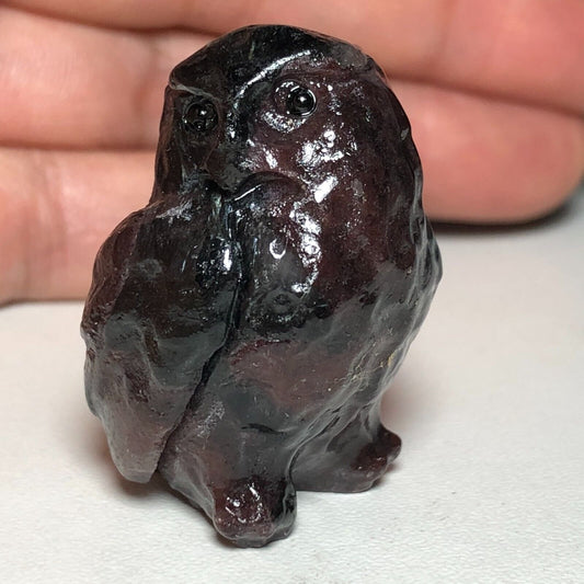 Rare Garnet in Astrophyllite Owl, 35mm Tall, 27g (Black, Purple)