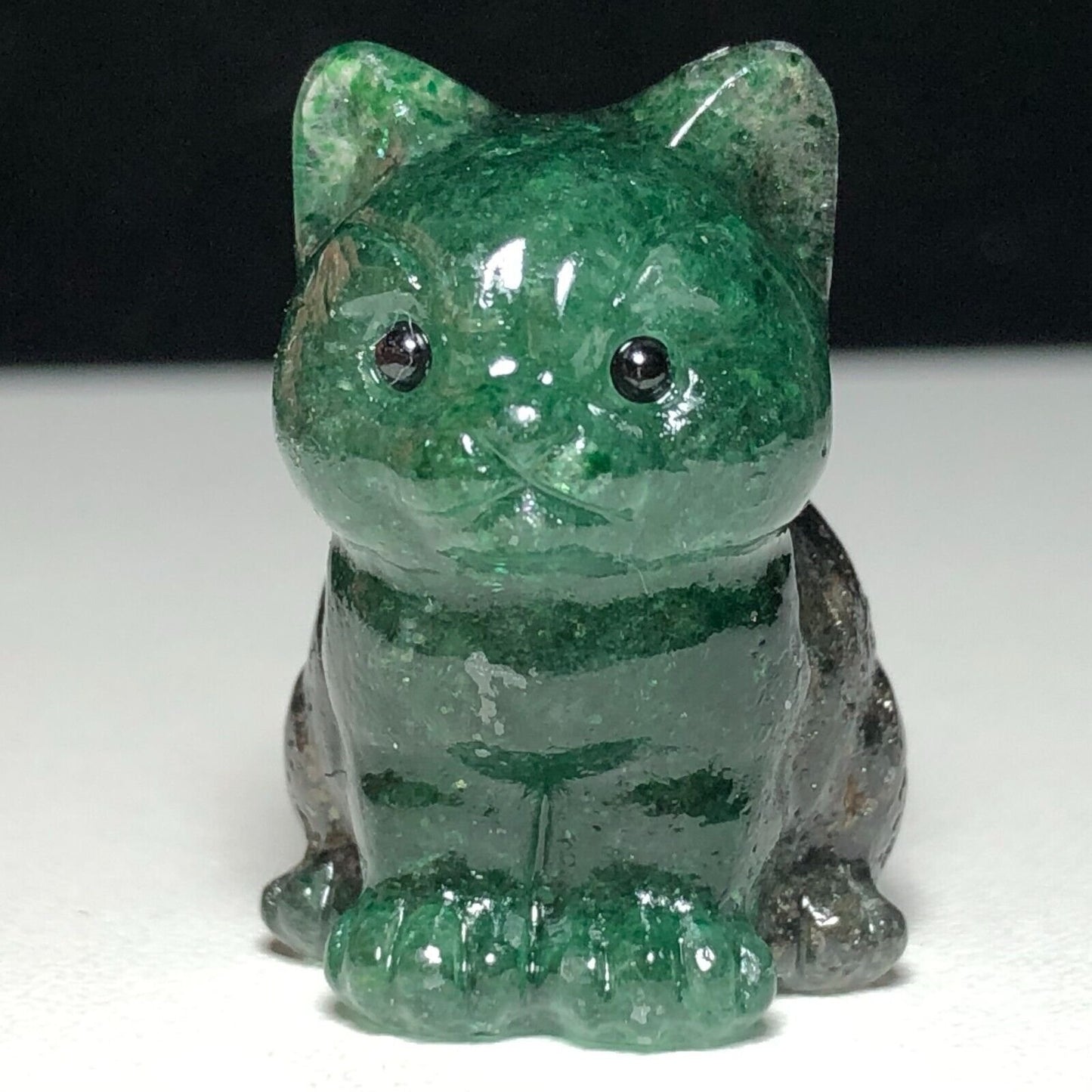 Rare Anyolite Front Cat, 30mm Tall, 24g (Green, Gray, Black)