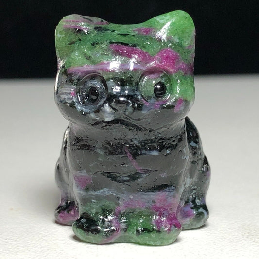 Rare Anyolite Front Cat, 30mm Tall, 24g (Black, Green, Purple)