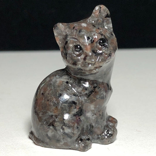 Rare Yooperlite Side Cat, 38mm Tall, 28g (Gray, Brown, Black)