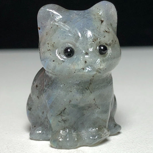 Rare Moonstone Front Cat, 30mm Tall, 24g (Gray, Black)