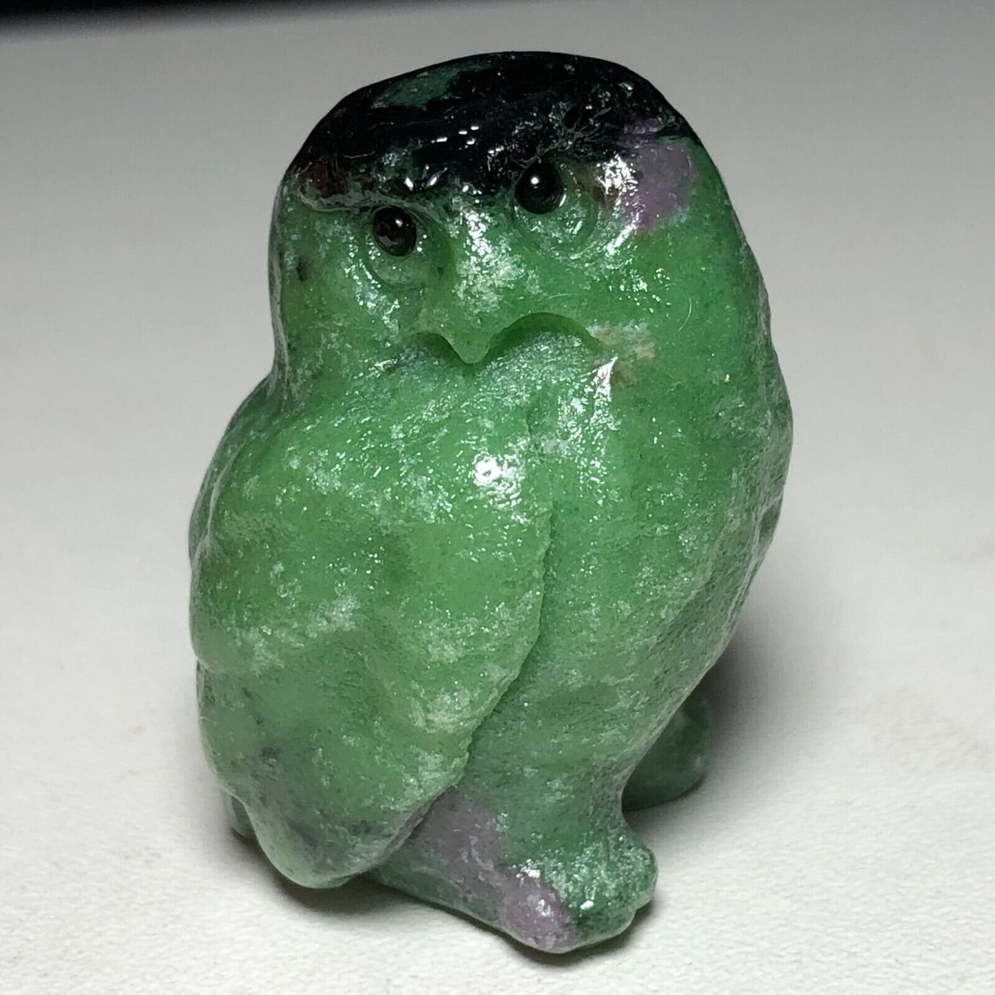 Rare Anyolite Owl, 35mm Tall, 27g (Green, Black, Gray)