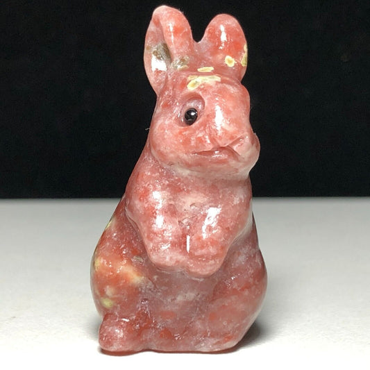 Unusual Unakite Rabbit, 40mm Tall, 20g (Pink, Red, White)