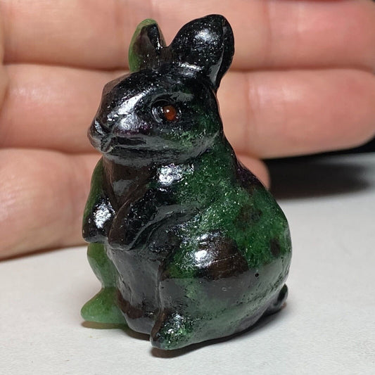 Rare Anyolite Rabbit, 40mm Tall, 20g (Black, Green, Red)