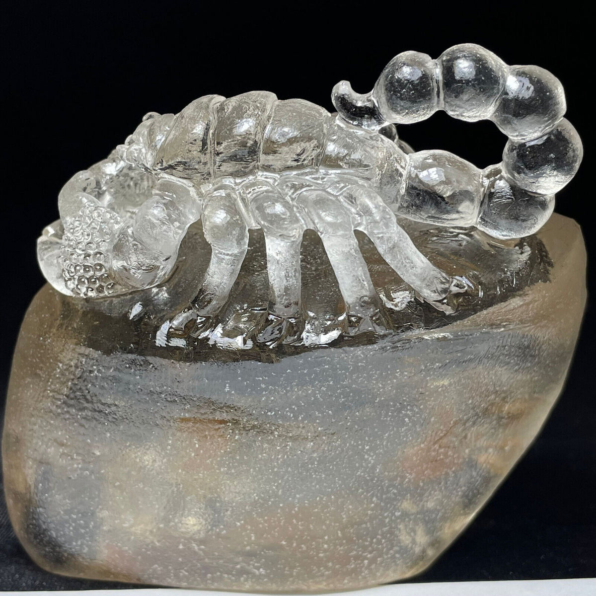 Exquisite Quartz Scorpion Scorpion with Solid Crystals, 89mm Tall, 430g (Clear, Brown, Black)