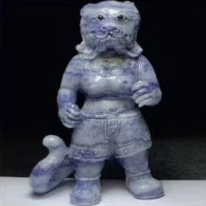 Stunning Blue Aventurine Anthro Tiger, 122mm Tall, 343g (Blue, Gray)